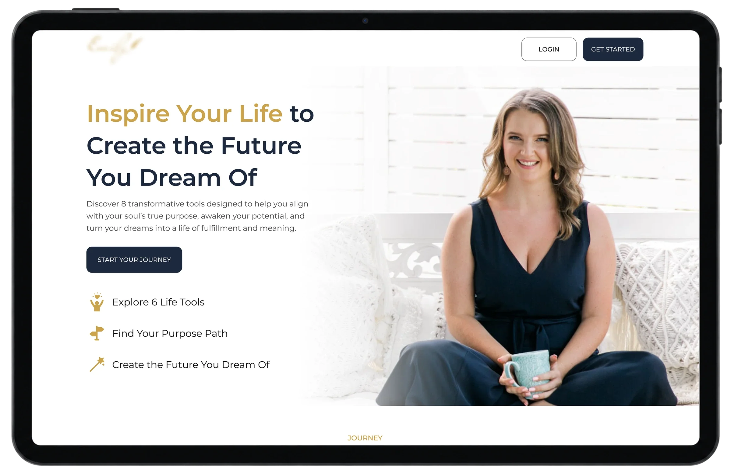 Platform landing page inviting visitors to discover six transformational tools